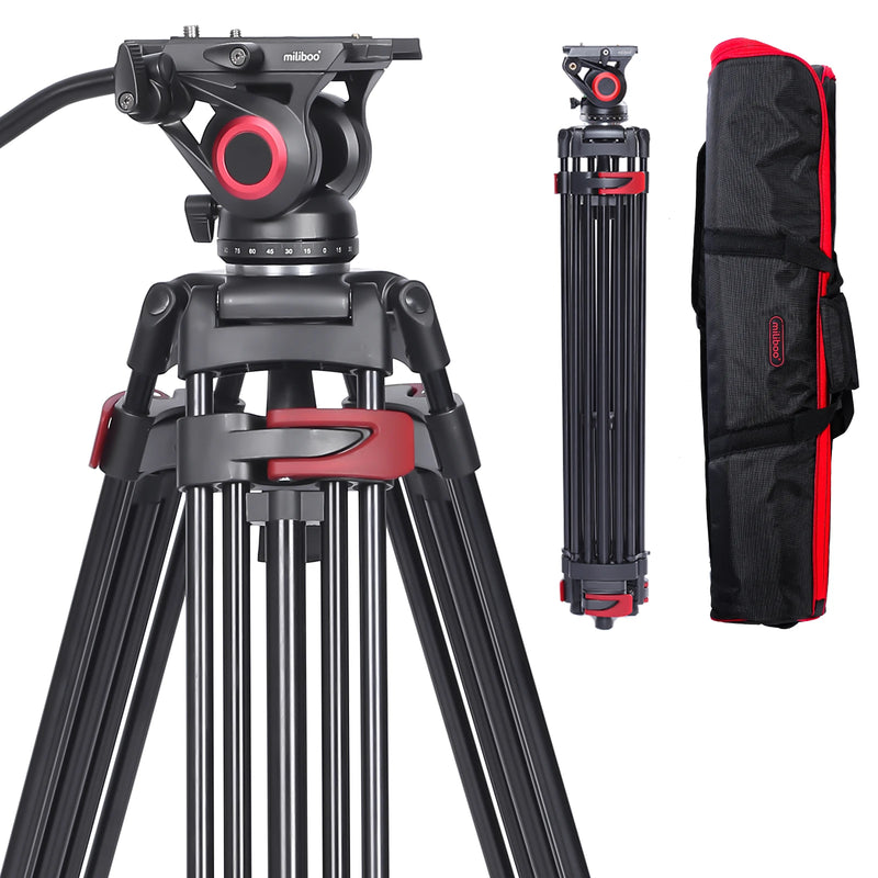 Miliboo Tripod for Camera, 75.98” Video Tripod Stand 360° Pan&-75°/+90° Tilt Head Quick Release Mid-Level Spreader MTT602II-AL
