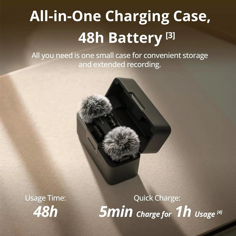 DJI Mic Mini (2 TX + 1 RX + Charging Case) Wireless Microphone with Intelligent Noise Cancelling High-Quality Audio