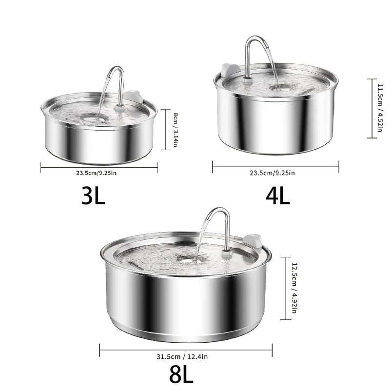 Stainless Steel Cat Water Fountain Automatic Cat Drinker Drinking Fountain For Cats Dogs Pet Water Dispenser Accessories
