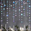 4/8/12/16M Iridescent Snowflake Garlands Paper Snowflakes Hanging Frozen Birthday Party Supplies Wedding Winter Wonderland Decor