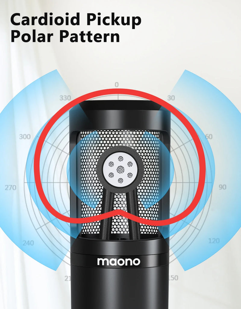Condenser Microphone, Podcast Microphone 3.5mm, Mic for Computer, Laptop, Phone, Sound Card, YouTube, Gaming, Recording. - Maono PM360TR