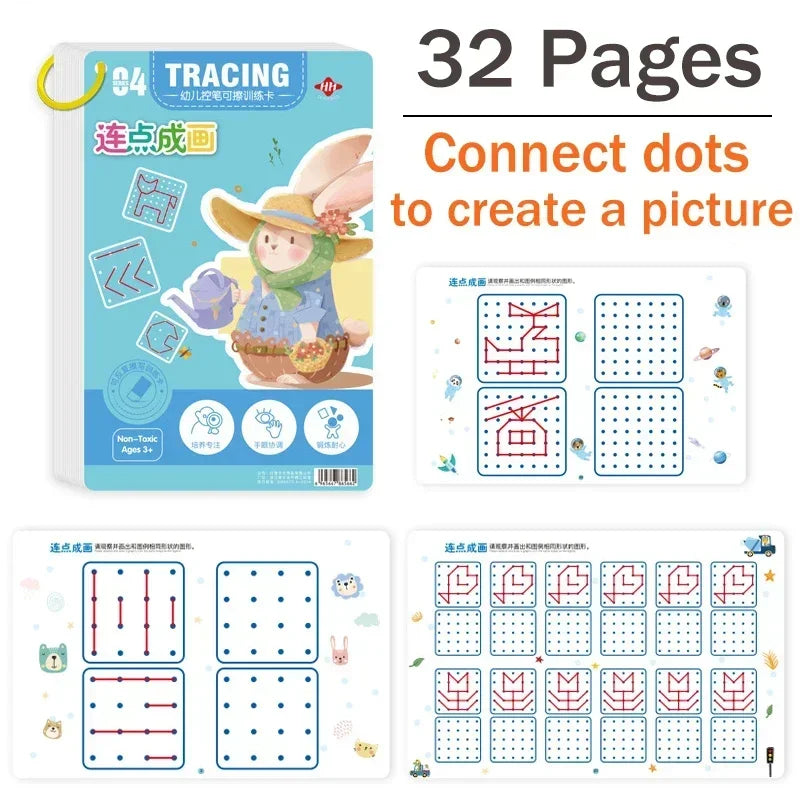 Tracing Workbook Montessori Books 32 Page Pen Control Training Early Childhood Exercise Book Reusable Calligraphy Copybook