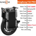 Newest KingSong F22 Pro 176V 3108Wh 50S Battery 5500W Motor 130+ km/h Idle Speed 100mm Travel Suspension 2.75-14 Tire Unicycle