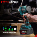 Brushless Electric Impact Wrench 1/2Inch Cordless Electric Screwdriver Wrench Power Tool For Makita 18V Battery. -  ONEVAN 1200N.M