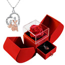 Gift for women, gift box with eternal rose and heart necklace, jewelry box