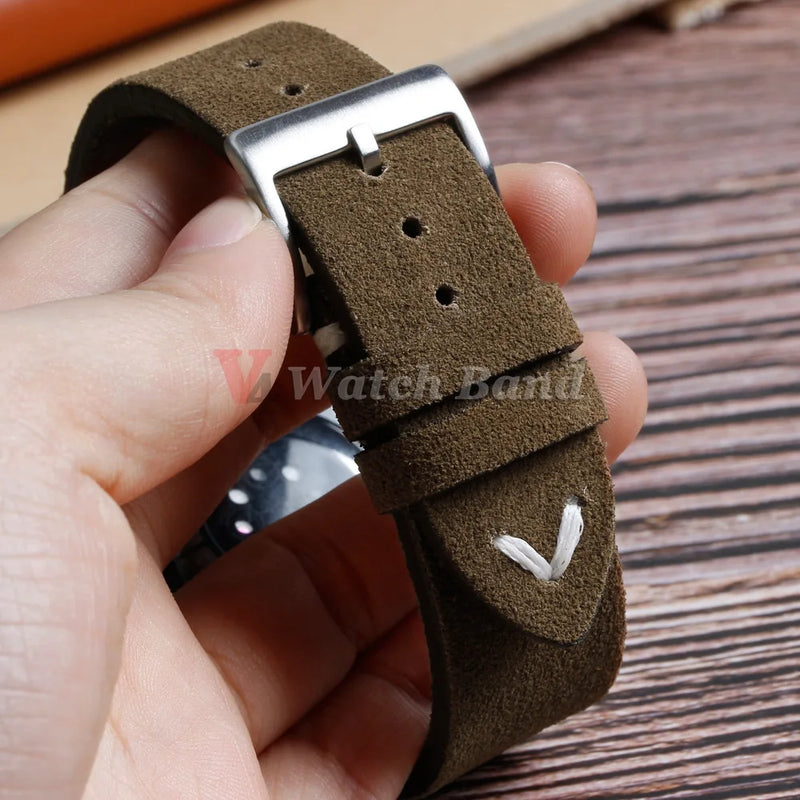 Quick Release Soft Suede Strap 14mm 16mm 18mm Wristband 20mm 22mm Brown Watch Bands Calfskin Bracelet Women&Men Accessories