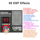 LOMEHO 6 Channel Power Mixer 99 Effect Mixing Console with Amplifier Bluetooth USB PC Audio Record 2*100W Sound Table AM-AX6P