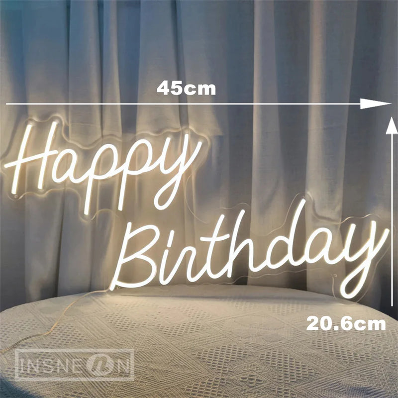 Happy Birthday Neon Sign, Birthday Party Wall Decor, LED Lights
