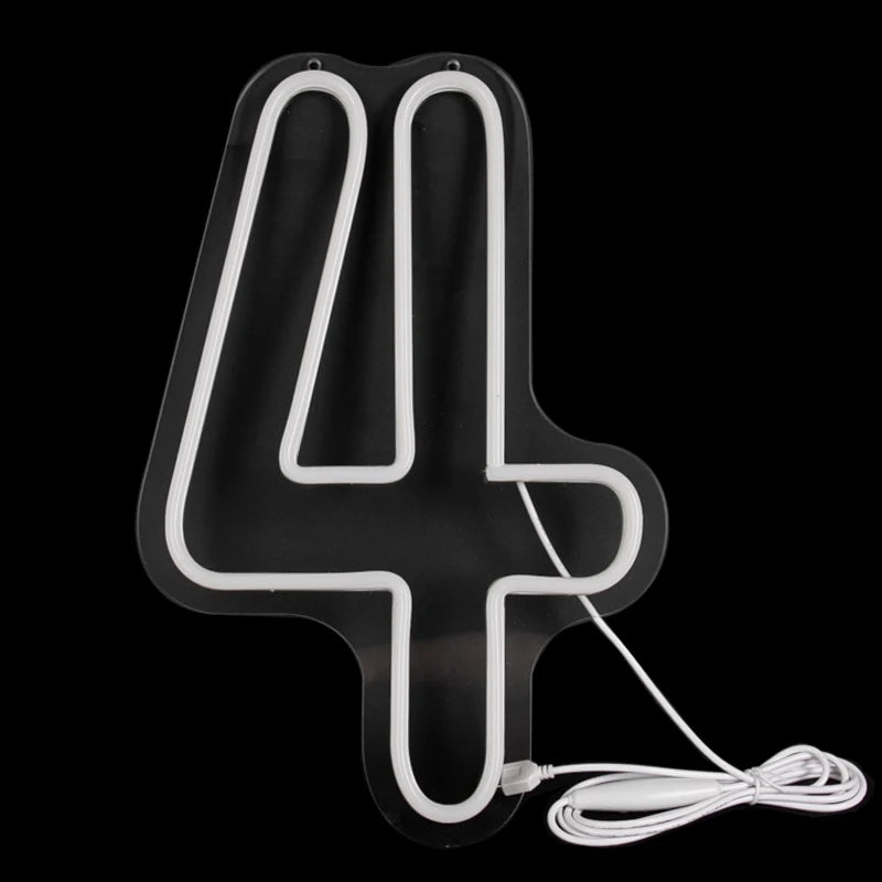 Neon Number Sign for Birthday, Acrylic 0-9 Lights with Switch for Wedding, Party