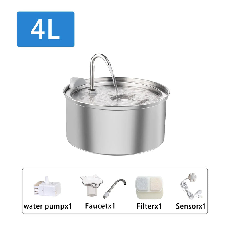 Stainless Steel Cat Water Fountain Automatic Cat Drinker Drinking Fountain For Cats Dogs Pet Water Dispenser Accessories
