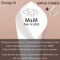 Personalized wedding confetti cones with names and date,