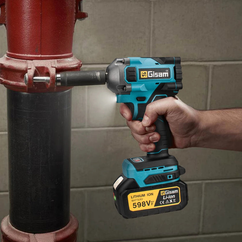 Brushless Electric Impact Wrench Cordless Electric Screwdriver 1/2 inch Socket Power Tools for Makita 18V Battery. - Gisam 1000N.M