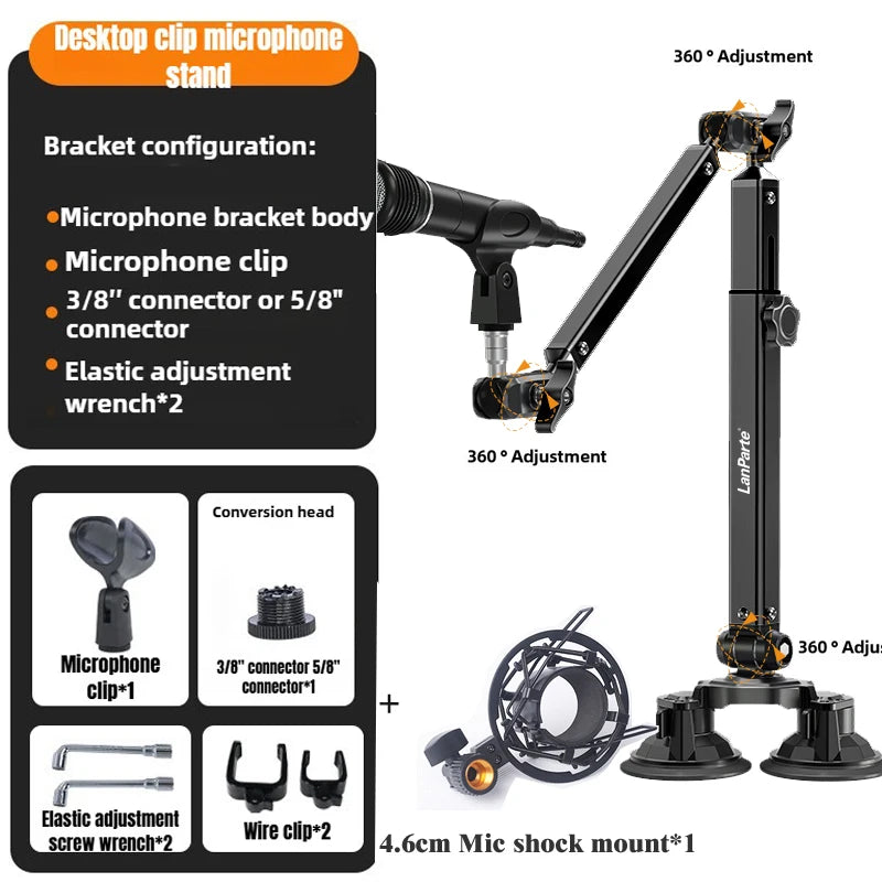 Mic Boom Arm Microphone Stand for Blue Yeti FIFINE AM8 K669B HyperX QuadCast SoloCast AT2020 Shure SM7B MV7 and Other Microphone